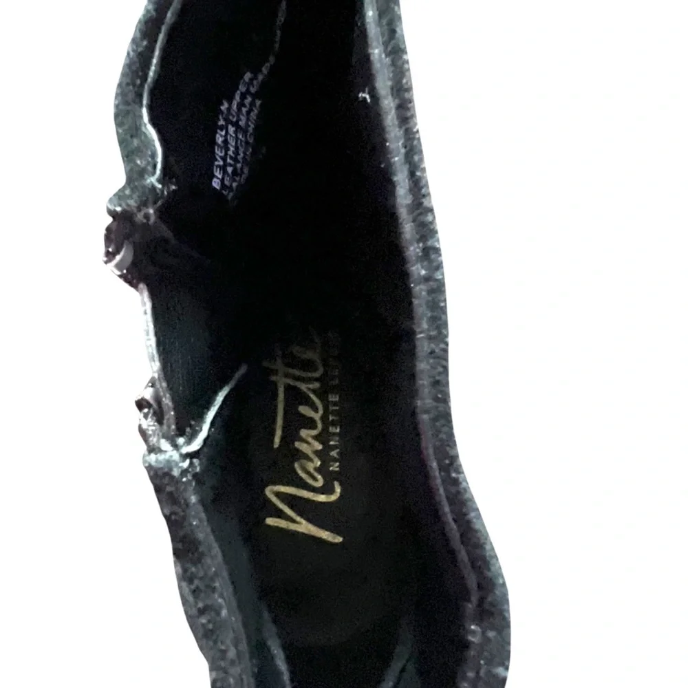 NANETTE LEPORE Beverly Black Suede Embroidered Boots Size 8.5 Heel 1770-17